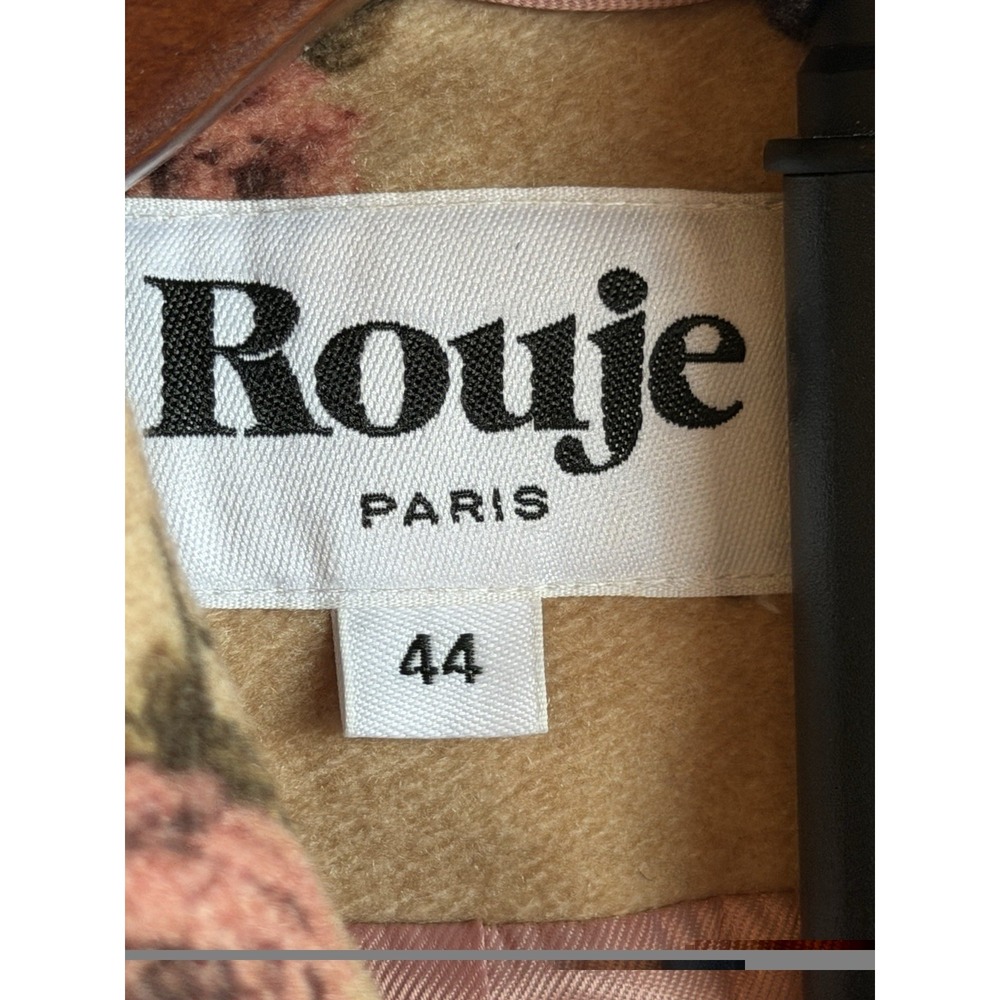 Rouje Paris Gerard Coat In Fleur Beige 100% Wool FR 44 US 10 All over Pink Flora - Picture 9 of 9